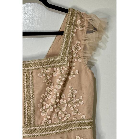 BCBG Cap Sleeve Short Evening Dress Bare Pink Size 8 NWOT Embroidered Details - Picture 6 of 15